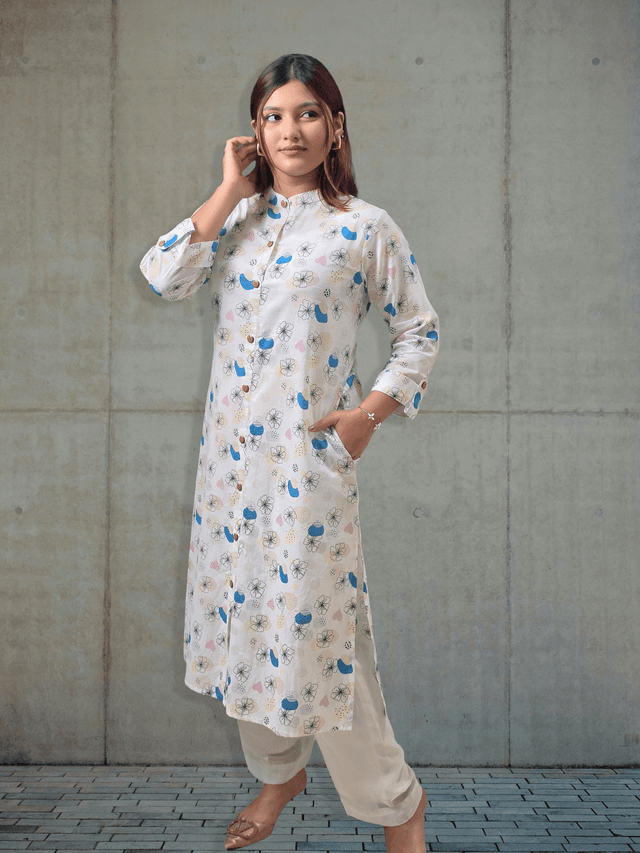 Elegant Floral Printed Premium Cotton Tunic