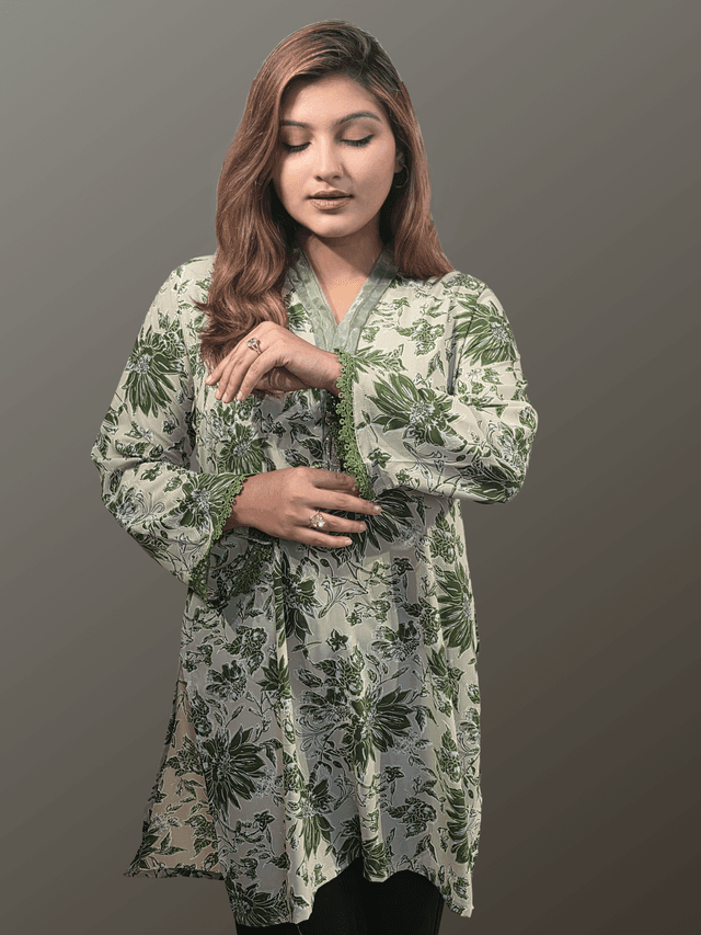 Trendy Patterned Korean Georgette Tunic