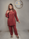 Premium Terracotta Brick Red Korean Double Georgette Co-ord Set 1