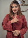 Premium Terracotta Brick Red Korean Double Georgette Co-ord Set 3