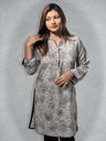 Elegant Rose Print Korean Georgette Kurti (Grey and Rose) 8