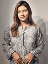 Elegant Rose Print Korean Georgette Kurti (Grey and Rose) 6