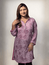 Elegant Rose Print Korean Georgette Kurti (Grey and Rose) 2