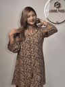 Premium Earthy Brown Nature Print Korean Double Georgette Co-ord Set 4