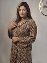Premium Earthy Brown Nature Print Korean Double Georgette Co-ord Set 1