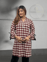 Chic Maroon Houndstooth Print Premium Kurti 1