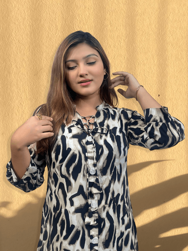 Bold Animal Print Premium Button-Down Kurti