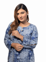 Premium Floral Printed Weightless Chiffon Kurti – Blue 3