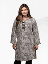 Premium Korean Georgette Abstract Swirl Printed Kurti (Beige and Black) 4