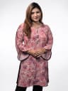 Elegant Floral Digital Printed Shimmer Kurti (Pink and Light Lavender) 2
