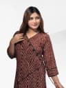 Stylish Angrakha Style Geometric Printed Kurti (Maroon and Black) 7