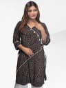 Stylish Angrakha Style Geometric Printed Kurti ( Black) 1