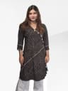 Stylish Angrakha Style Geometric Printed Kurti ( Black) 3