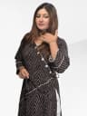 Stylish Angrakha Style Geometric Printed Kurti ( Black) 2