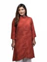 Elegant Self-Textured Jacquard Kurti (Terracotta / Rust) 1