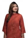 Elegant Self-Textured Jacquard Kurti (Terracotta / Rust) 2