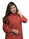 Elegant Self-Textured Jacquard Kurti (Terracotta / Rust) 4