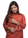 Elegant Self-Textured Jacquard Kurti (Terracotta / Rust) 3