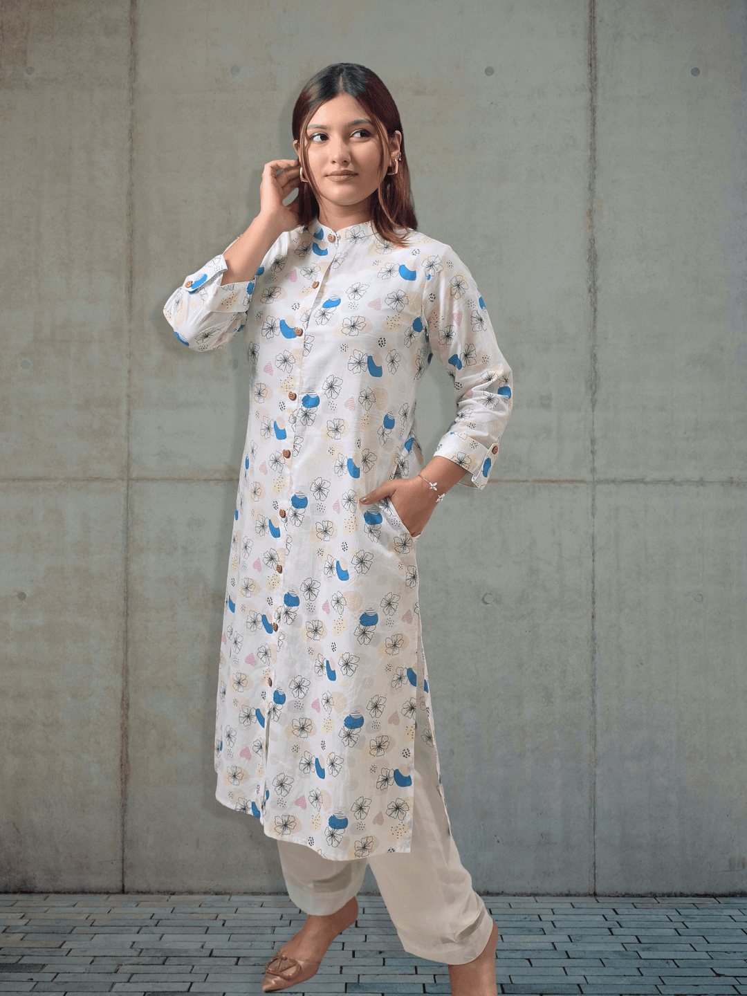 Elegant Floral Printed Premium Cotton Tunic