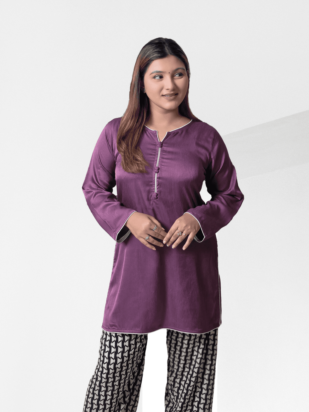 Farsi Co-ord Set (Plum Purple & Printed Pant)
