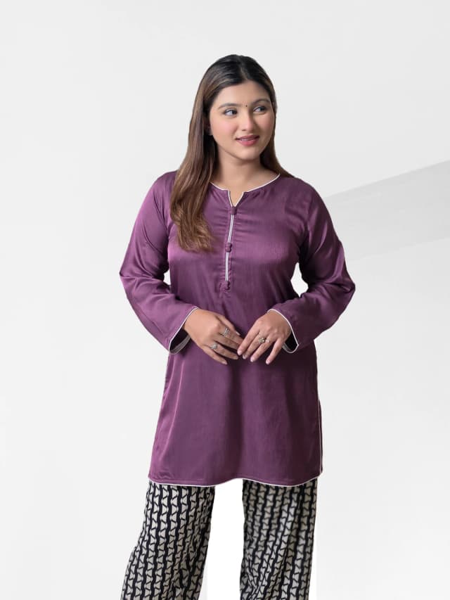 Farsi Co-ord Set (Plum Purple & Printed Pant)